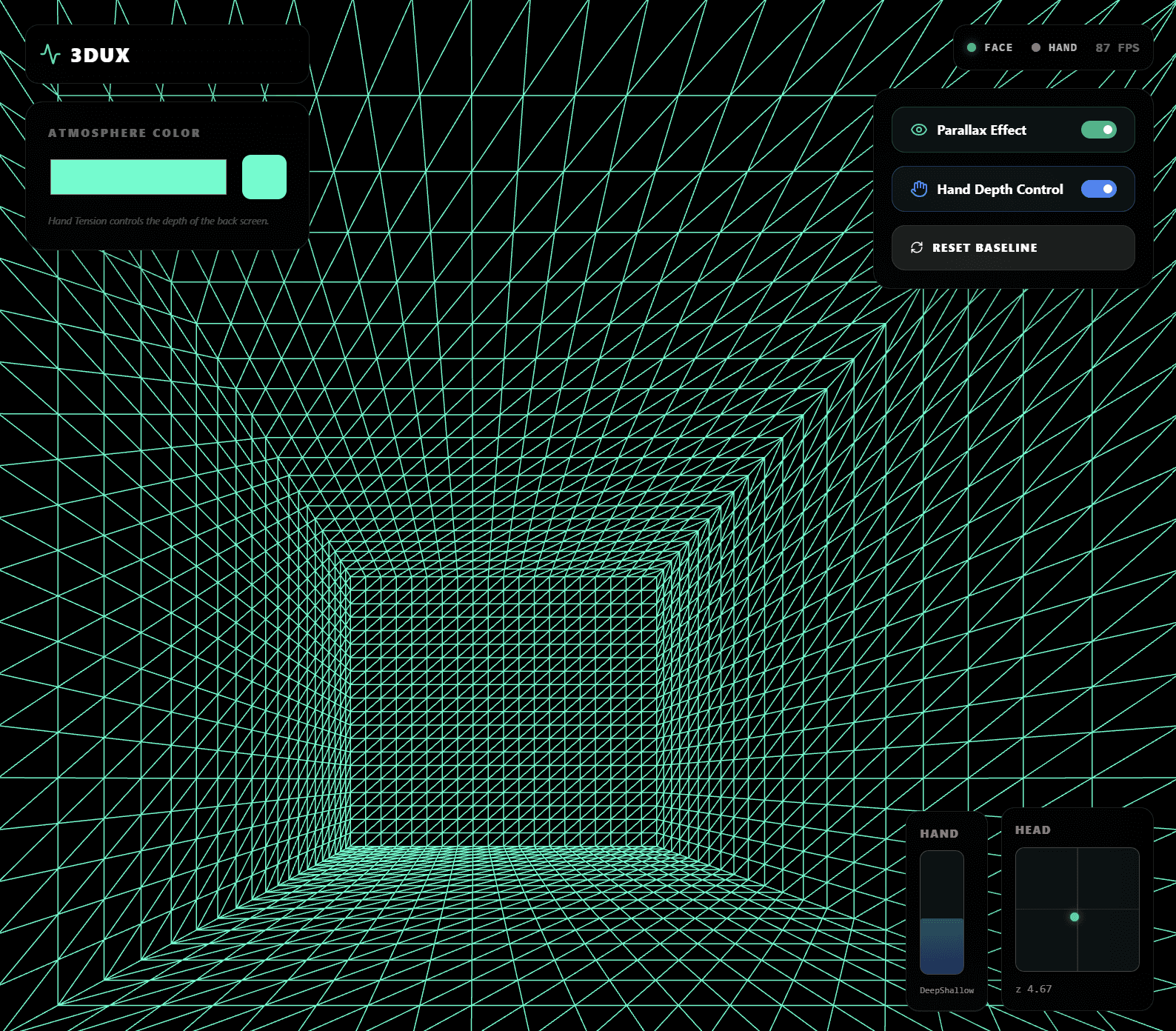 3dux spatial computing interface - 3D wireframe visualization
